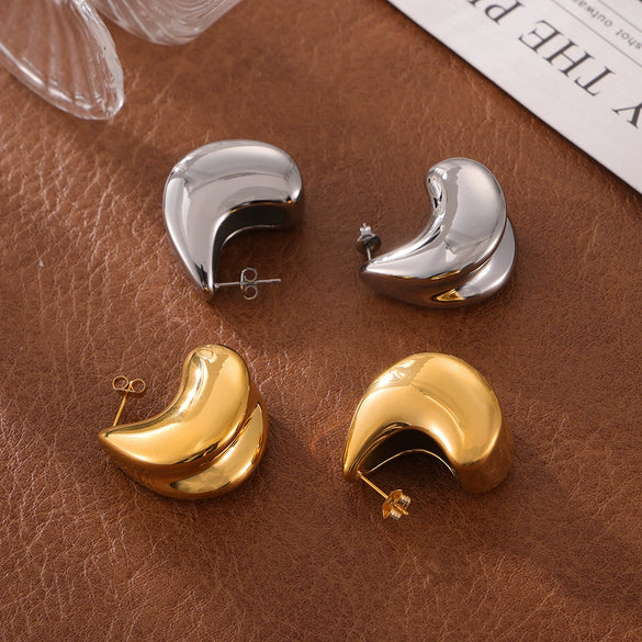 Fashion Commuter Niche Creative Water Drop Geometric Titanium Steel Earrings With Electroplating For Women