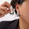 Fashion Commuter Niche Creative Water Drop Geometric Titanium Steel Earrings With Electroplating For Women
