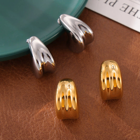 Fashion Commuter Niche Creative Water Drop Geometric Titanium Steel Earrings With Electroplating For Women