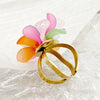 Fashion Commuter Personality Trend Stainless Steel Electroplated Pearl Color Flower Open Ring For Women Geometric Design