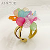 Fashion Commuter Personality Trend Stainless Steel Electroplated Pearl Color Flower Open Ring For Women Geometric Design