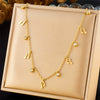 Fashion Commuter Simple Gold Plated Stainless Steel Pendant Necklace With Butterfly Disc Lightning Crown Eye Accessories In Heart Shape With Electroplating