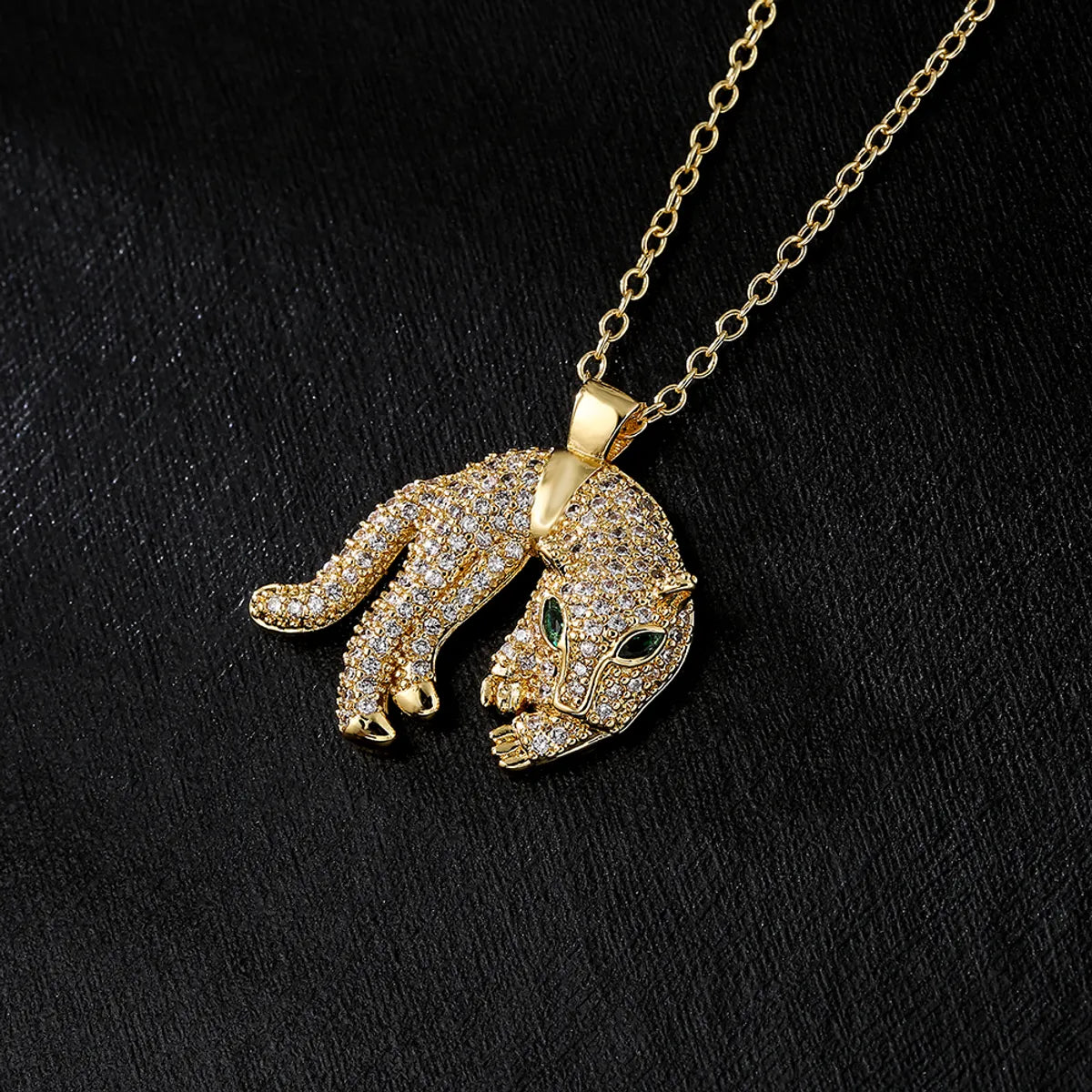 Fashion Copper 18k Gold Plating Zircon Animal Necklace Tiger Leopard Lion Pendant