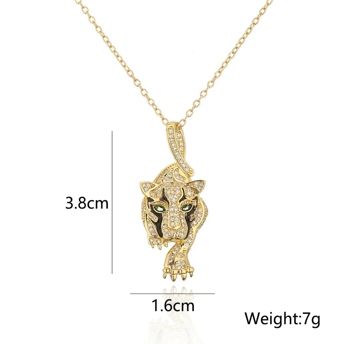 Fashion Copper 18k Gold Plating Zircon Animal Necklace Tiger Leopard Lion Pendant