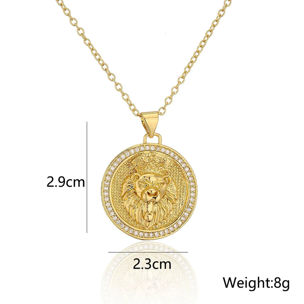 Fashion Copper 18k Gold Plating Zircon Animal Necklace Tiger Leopard Lion Pendant