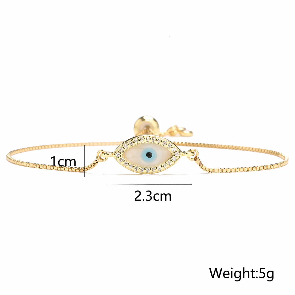 Fashion Copper 18k Gold Plating Zircon Oil Dripping Devil'S Eye Adjustable Bracelet