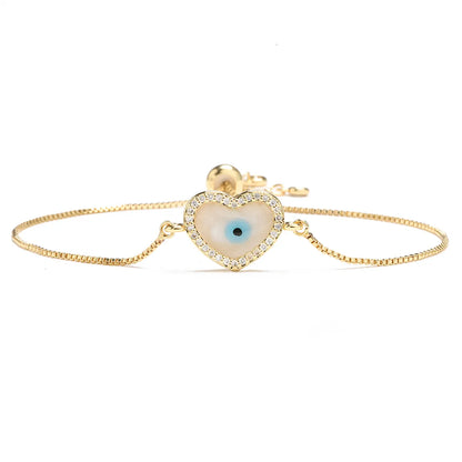 Fashion Copper 18k Gold Plating Zircon Oil Dripping Devil'S Eye Adjustable Bracelet