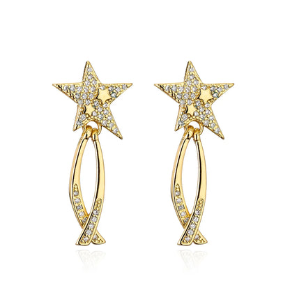 Fashion Copper 18k Gold Zircon Irregular Geometric Ear Studs