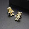 Fashion Copper Bear Earrings With Zircon Accents Simple Animal Zodiac Jewelry Accessories
