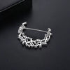 Fashion Copper Brooch Pin Geometric Crescent Design With Inlaid Zircon Electroplated Clothing Accessory For Women