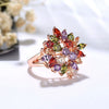 Fashion Copper Flower Zircon Ring For Women Shiny Floral Design Set With Zircon Wholesale Jewelry