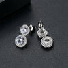Fashion Copper Geometric Crystal Zircon Inlaid Round Earrings For Women Elegant Everyday Jewelry Wholesale