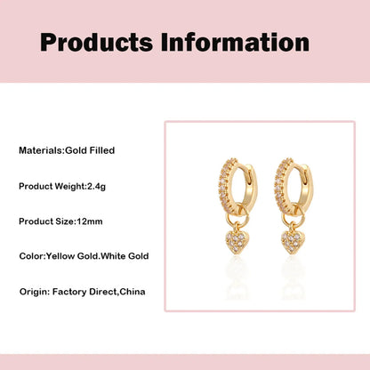 Wholesale Jewelry Fashion Heart Copper Artificial Gemstones Earrings