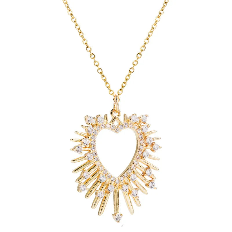 Fashion Copper Gold-Plated Micro-Set Zircon Heart-Shaped Mother'S Day Necklace