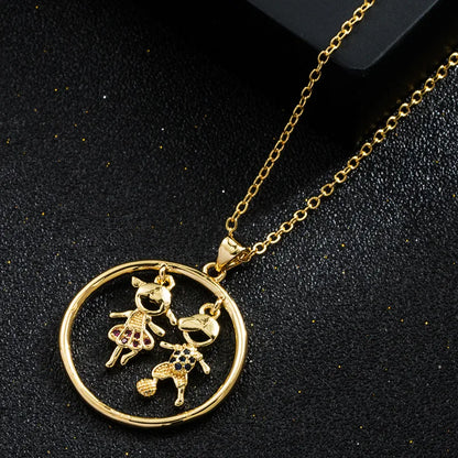 Fashion Copper Gold-Plated Micro-Set Zircon Heart-Shaped Mother'S Day Necklace