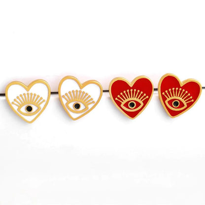 Fashion Copper Heart Shaped Eyes Stud Earrings Nhas155431