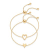 Fashion Copper Hollow Heart Couple Bracelet Set Adjustable Electroplated Heart Shape Bracelets For Women
