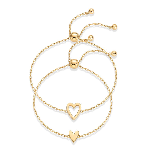 Fashion Copper Hollow Heart Couple Bracelet Set Adjustable Electroplated Heart Shape Bracelets For Women