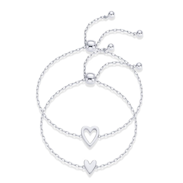 Fashion Copper Hollow Heart Couple Bracelet Set Adjustable Electroplated Heart Shape Bracelets For Women