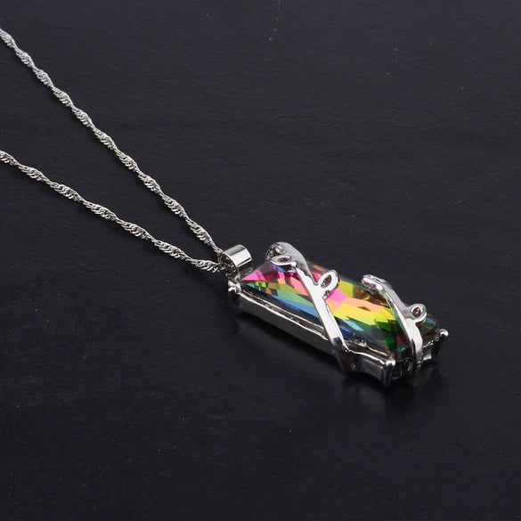 Fashion Copper Jewelry Set With Colorful Faceted Crystal Earrings And Geometric Pendant Necklace With O Chain