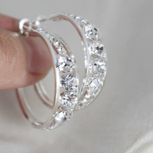Fashion Copper Large Hoop Earrings With Inlaid Zircon Geometric Design For Women