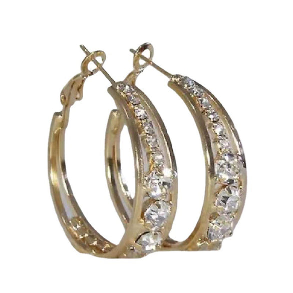 Fashion Copper Large Hoop Earrings With Inlaid Zircon Geometric Design For Women