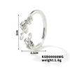 Fashion Copper Leaf Open Ring Adjustable Electroplated Natural Plant Style Ring For Women And Couples