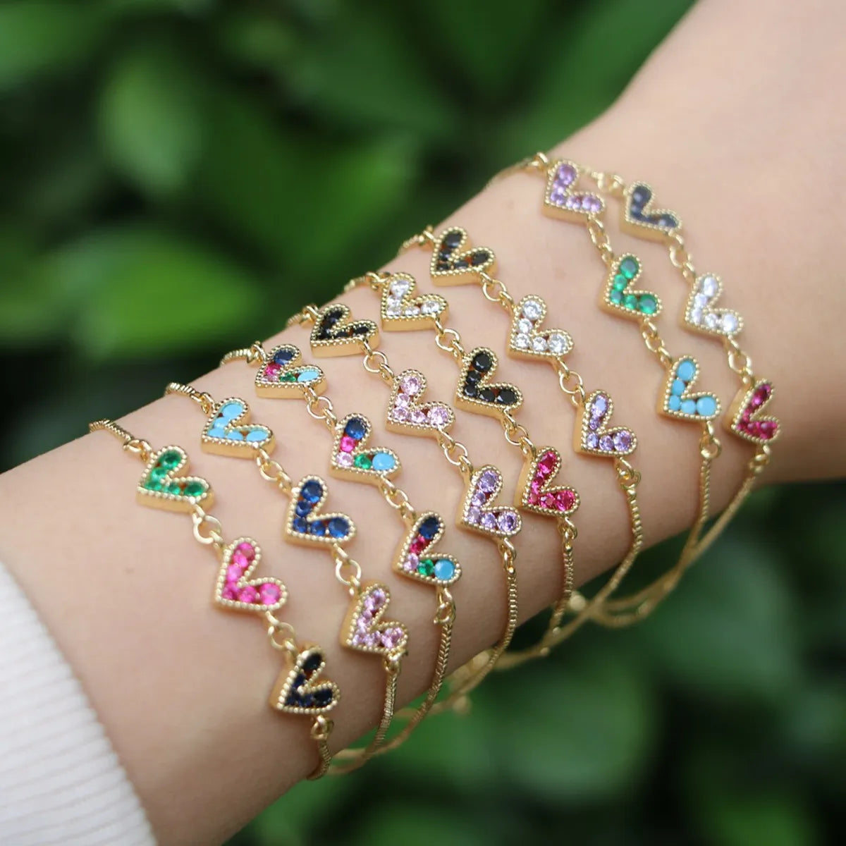 Fashion Geometric Copper Artificial Gemstones Bracelets In Bulk