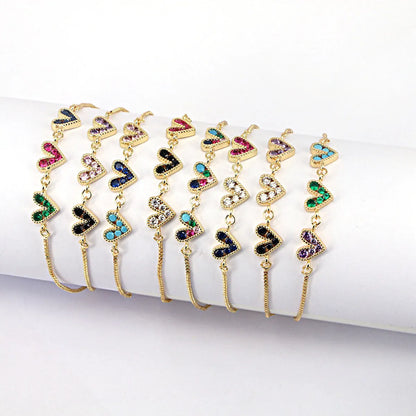 Fashion Geometric Copper Artificial Gemstones Bracelets In Bulk