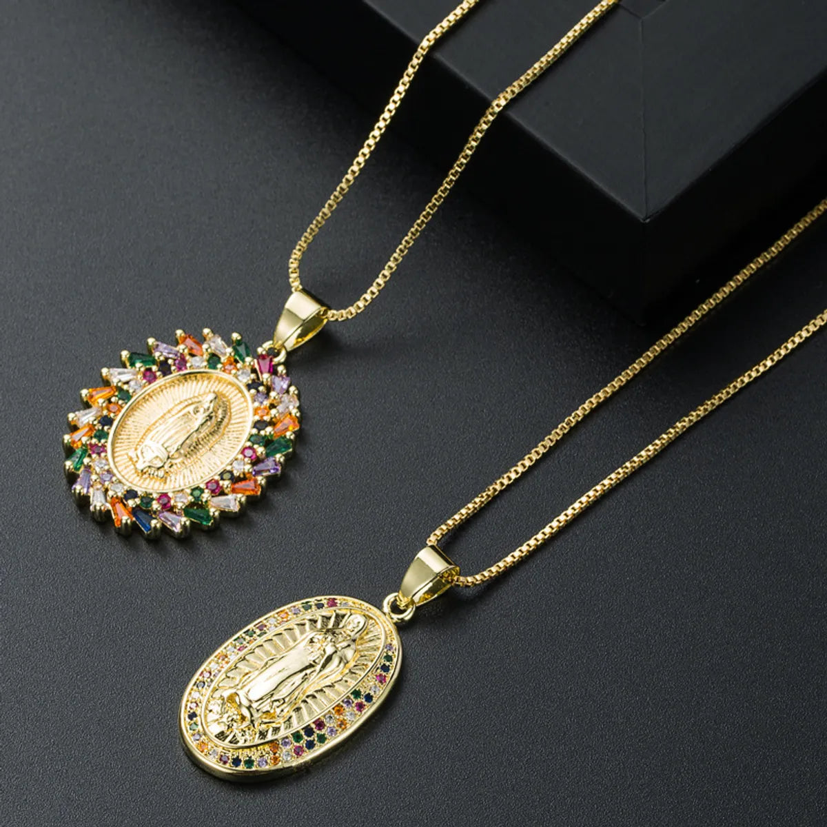 Fashion Copper Micro-set Zircon Virgin Mary Pendant Necklace