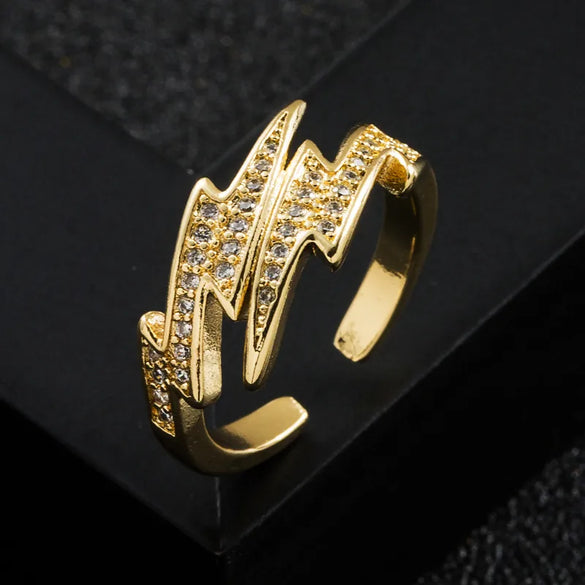 Fashion Copper-Plated 18k Gold Micro-Set Zircon Geometric Tail Ring