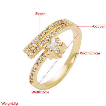 Fashion Copper Plated Real Gold Micro Inlaid Green Zircon Ring Wholesale