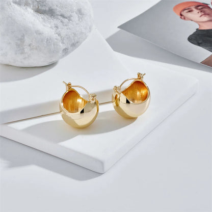 Fashion Copper Plated Real Gold Three-dimensional Semicircular Short Earrings