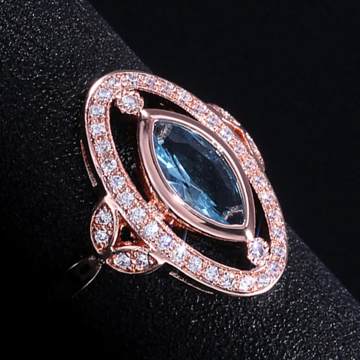 Fashion Copper Plated Rose Gold Micro-Set Zircon Ring Female Wholesale