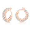 Fashion Copper Zircon Round Stud Earrings With Full Diamond Look For Women Wholesale Jewelry