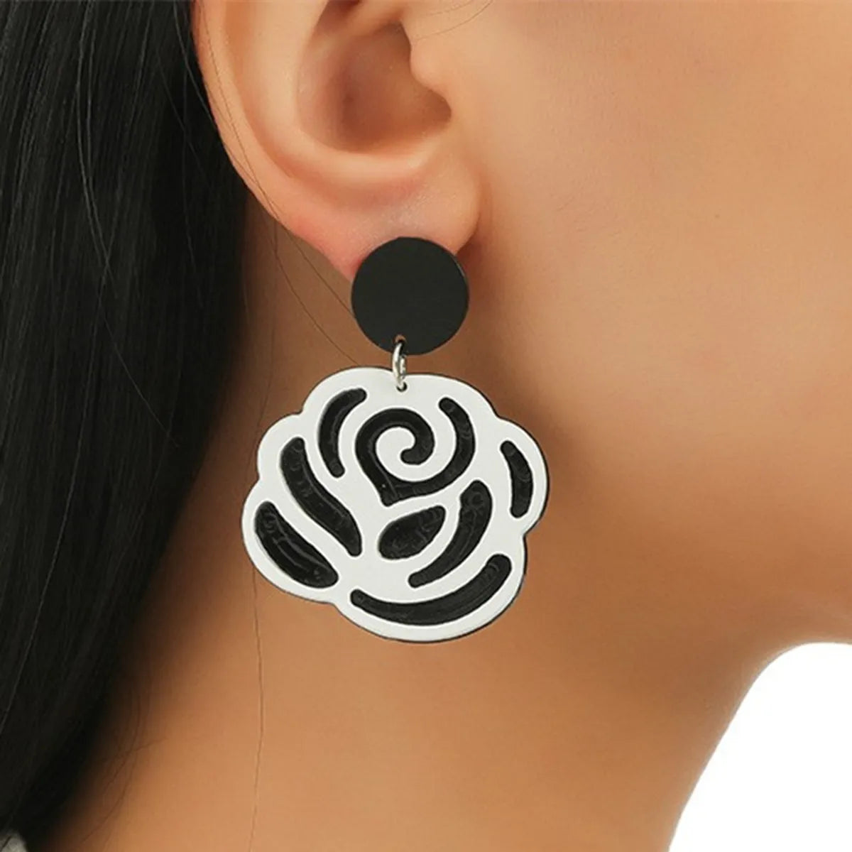 Fashion Creative Acrylic Flower Earrings Korean Retro Rose Resin Earrings