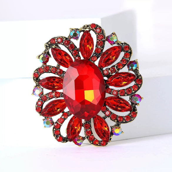 Fashion Creative Alloy Rhinestone Flower Brooch For Women's Clothing