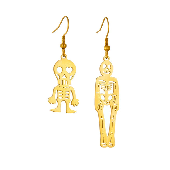 Fashion Creative Asymmetrical Zombie Stainless Steel Pendant Jewelry Earrings With Electroplating For Women