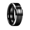 Fashion Creative Black Double Slot Smooth Stainless Steel Ring