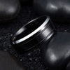 Fashion Creative Black Double Slot Smooth Stainless Steel Ring