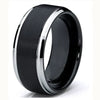 Fashion Creative Black Double Step Bevel Ring Stainless Steel Jewelry