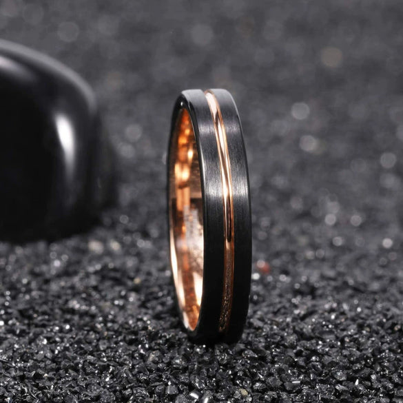 Fashion Creative Black Surface Electroplating Twocolor Stainless Steel Ring