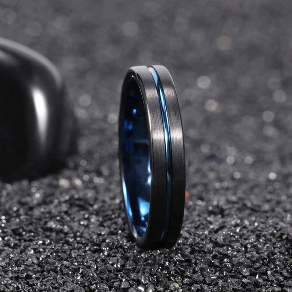 Fashion Creative Black Surface Electroplating Twocolor Stainless Steel Ring