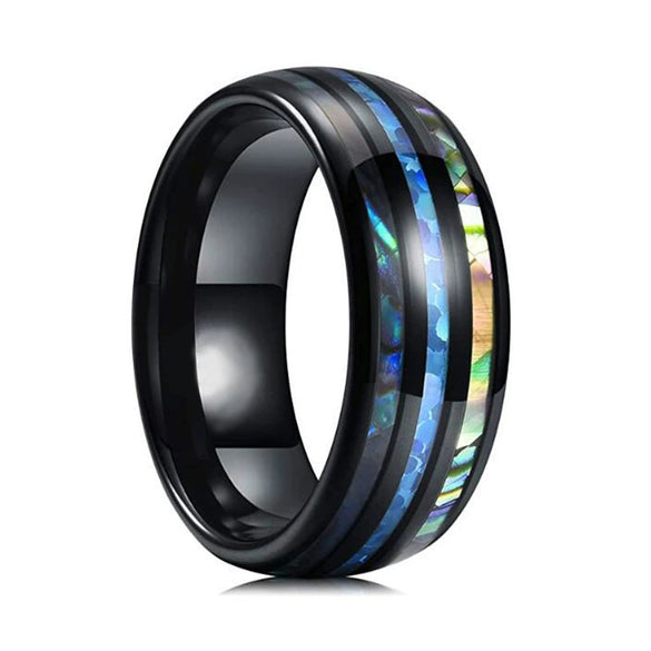 Fashion Creative Black Threegroove Sticker Stainless Steel Ring