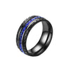 Fashion Creative Black Wheel Blue Diamond Ring Stainless Steel Jewelry