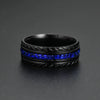 Fashion Creative Black Wheel Blue Diamond Ring Stainless Steel Jewelry