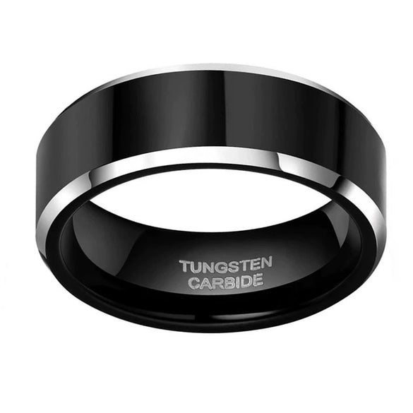 Fashion Creative Black White Edge Men's Stainless Steel Ring