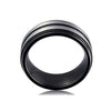 Fashion Creative Black White Surface Groove Ring Stainless Steel Jewelry