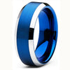 Fashion Creative Blue Bevel Stainless Steel Ring