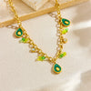 Fashion Creative Cartoon Fruit Avocado Pendant Stainless Steel Goldplated Necklace With O Word Chain